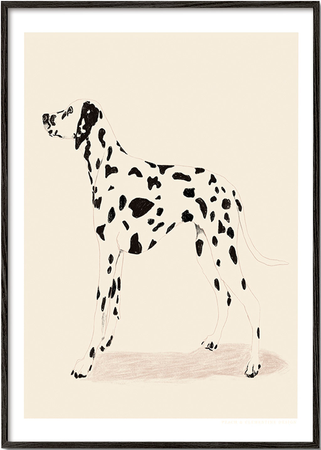Dalmatiner plakat i minimalistisk streg – Black Frame