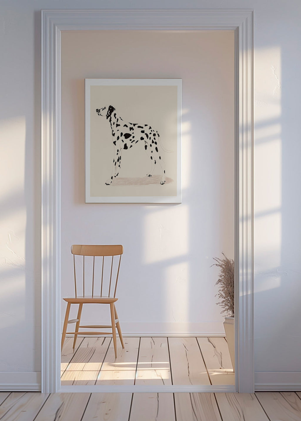 Dalmatiner plakat i minimalistisk streg – Canvas