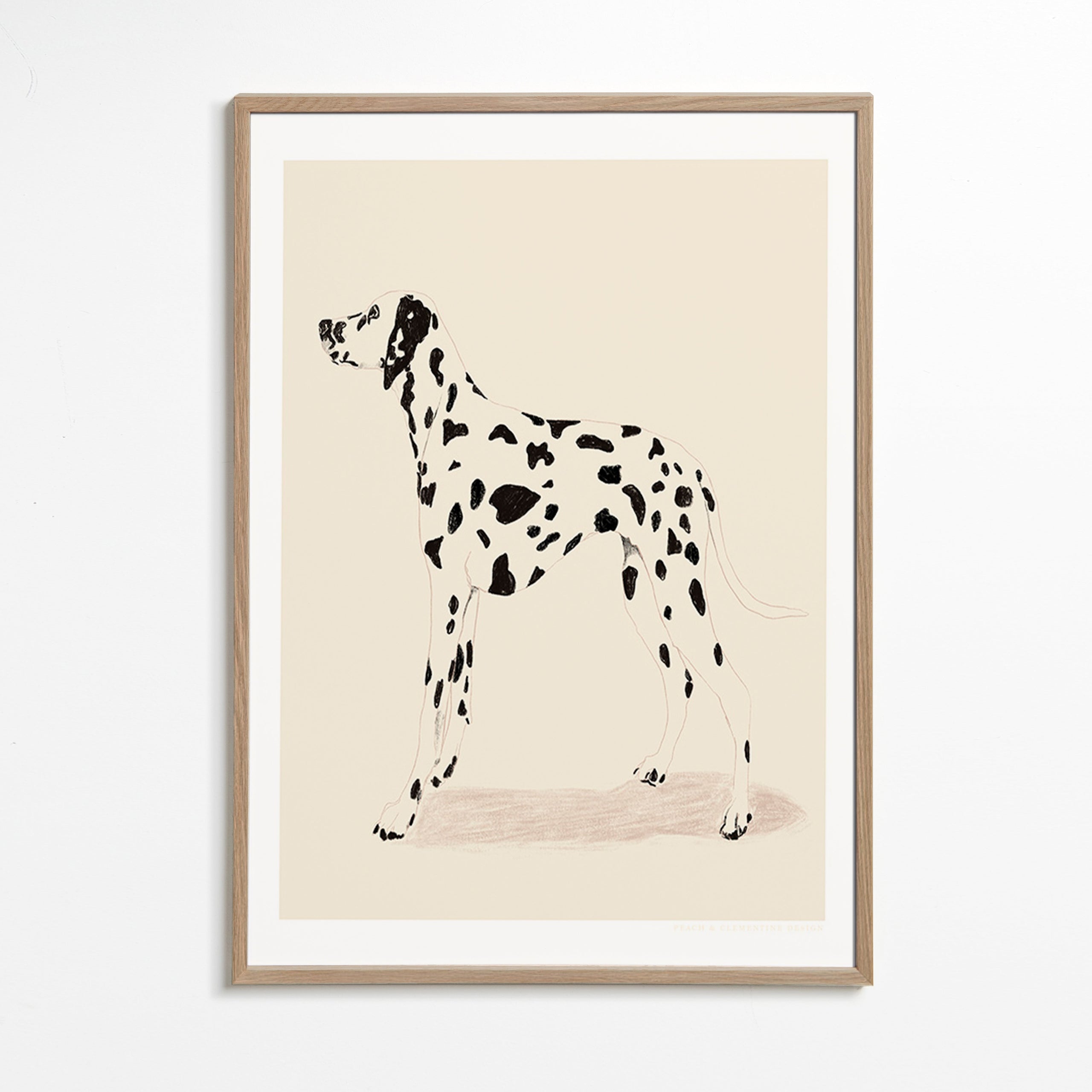 Dalmatiner plakat i minimalistisk streg – Oak Frame