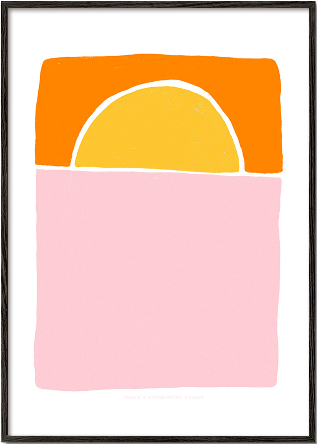 Abstrakt billede halvcirkel rosa og orange – Black Frame
