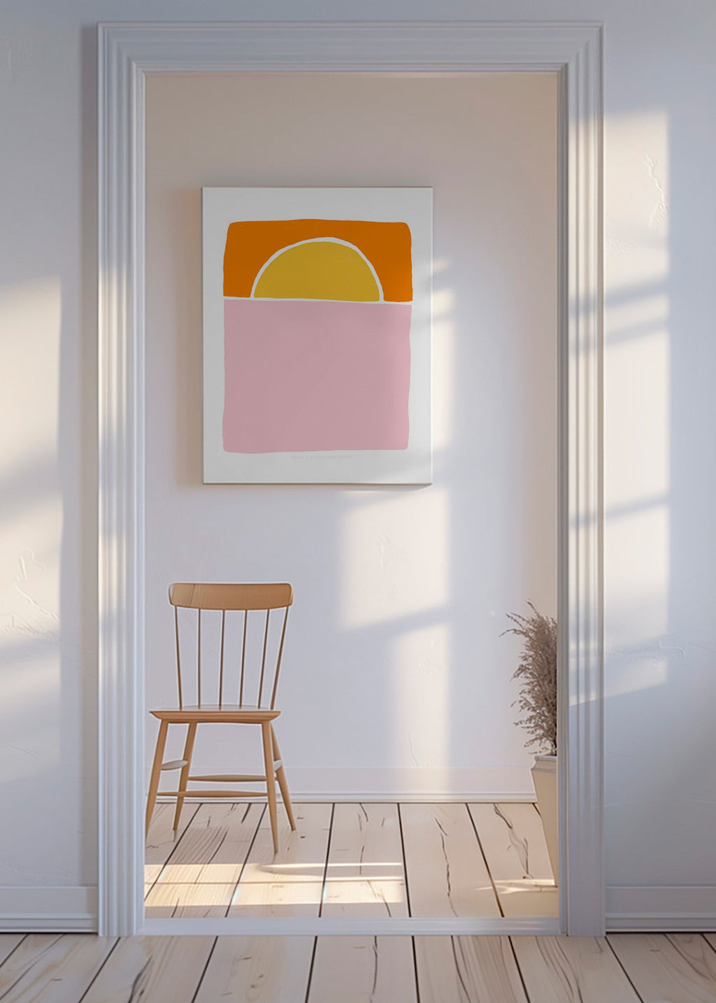 Abstrakt billede halvcirkel rosa og orange – Canvas