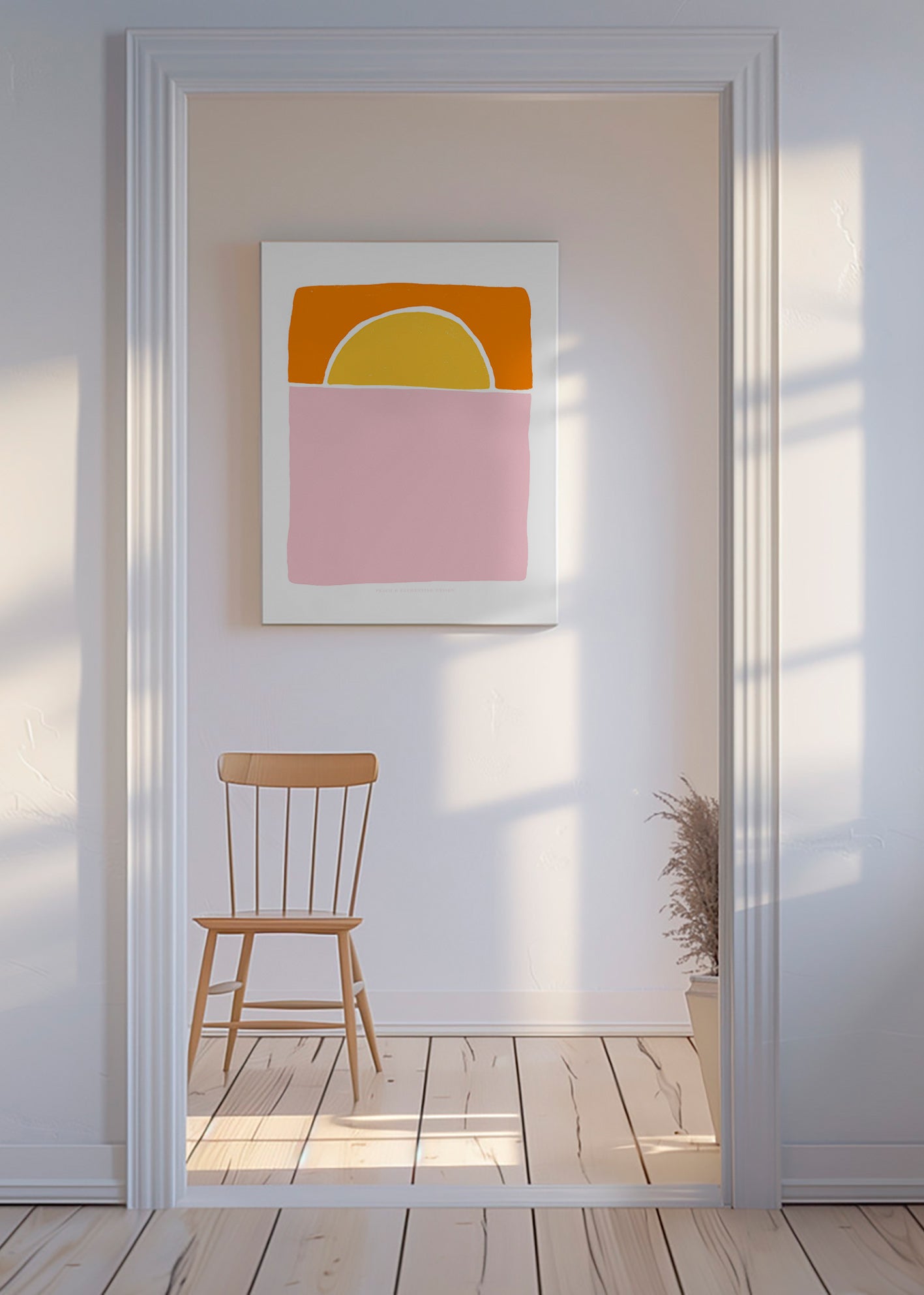 Abstrakt billede halvcirkel rosa og orange – Canvas