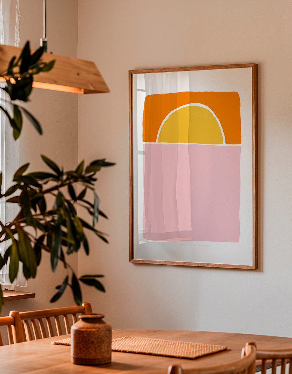 Abstrakt billede halvcirkel rosa og orange – Product2