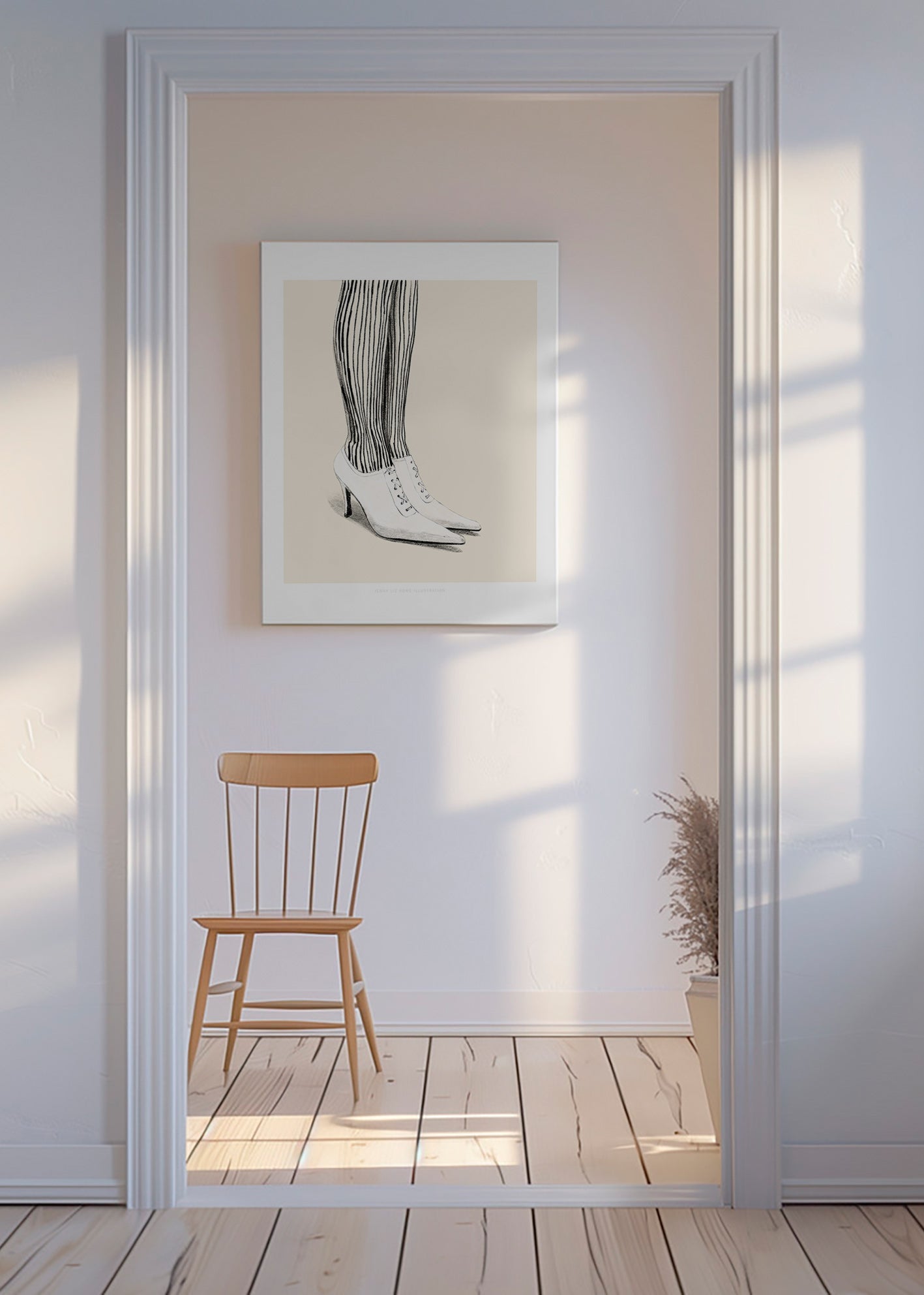 Illustration stribede strømper studie – Canvas