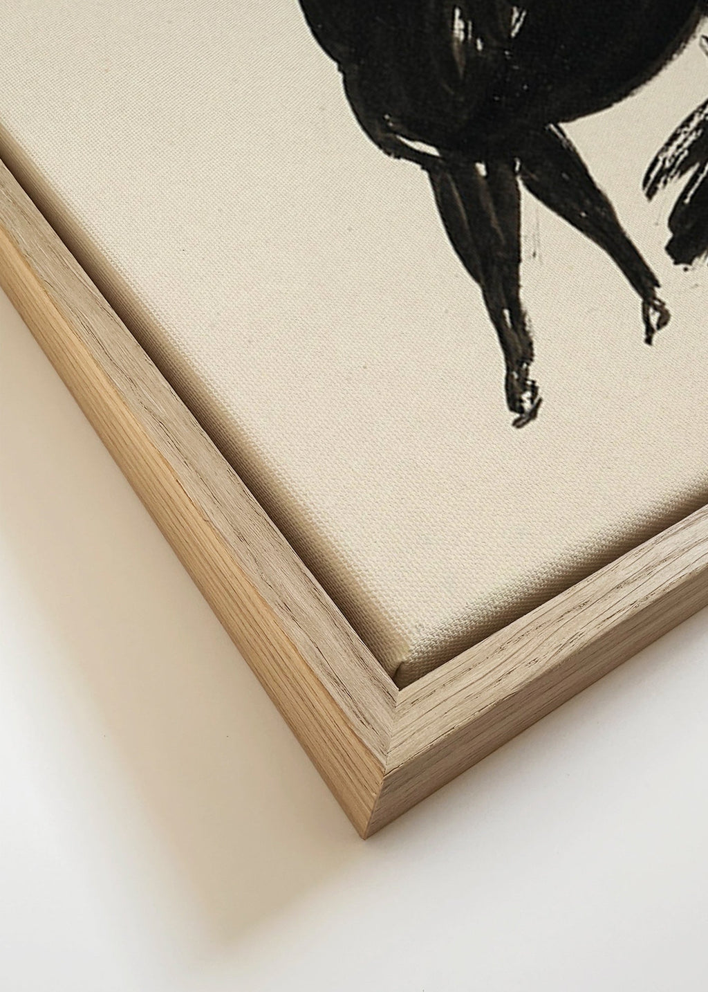 Tre heste: gestisk blæktegning – Canvas detail