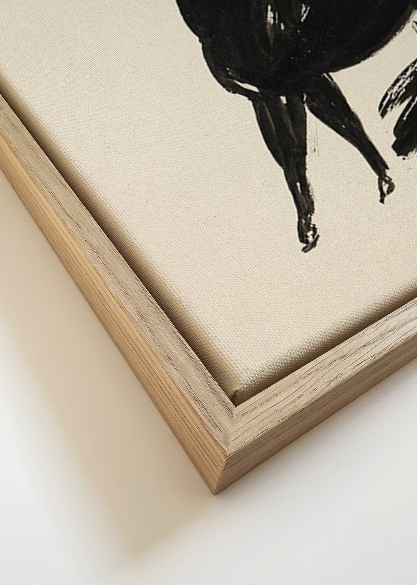 Tre heste: gestisk blæktegning – Canvas detail