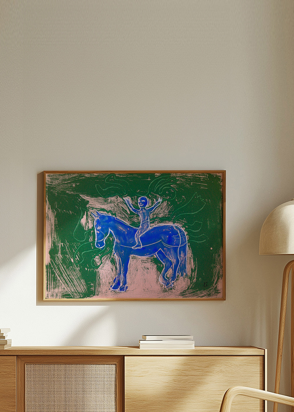 Maleri blå hest med rytter – Product3