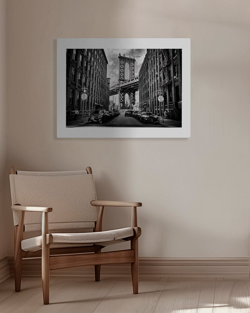 Køkkenkunst: Manhattan Bridge sort-hvid – Canvas