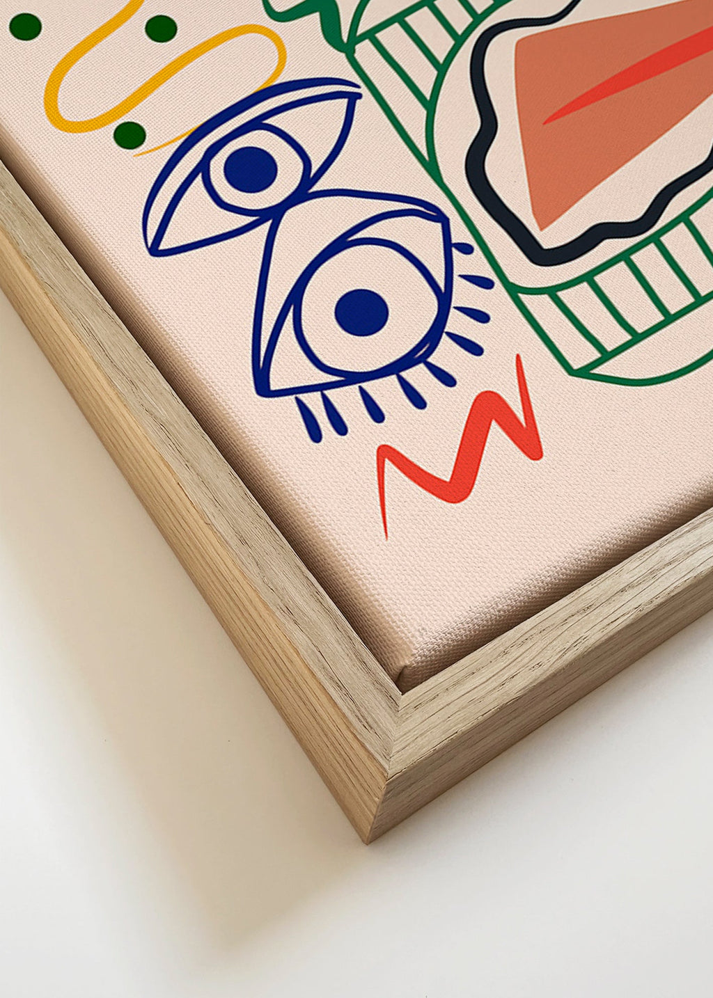 Linjekunst-illustration med udtryksfulde øjne – Canvas detail