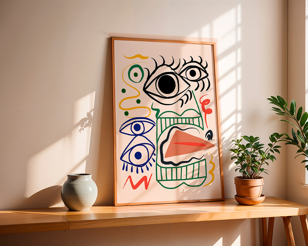 Linjekunst-illustration med udtryksfulde øjne – Product1