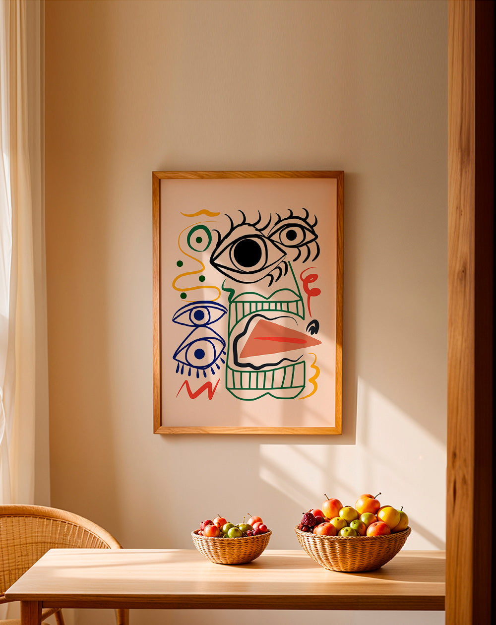 Linjekunst-illustration med udtryksfulde øjne – Product2