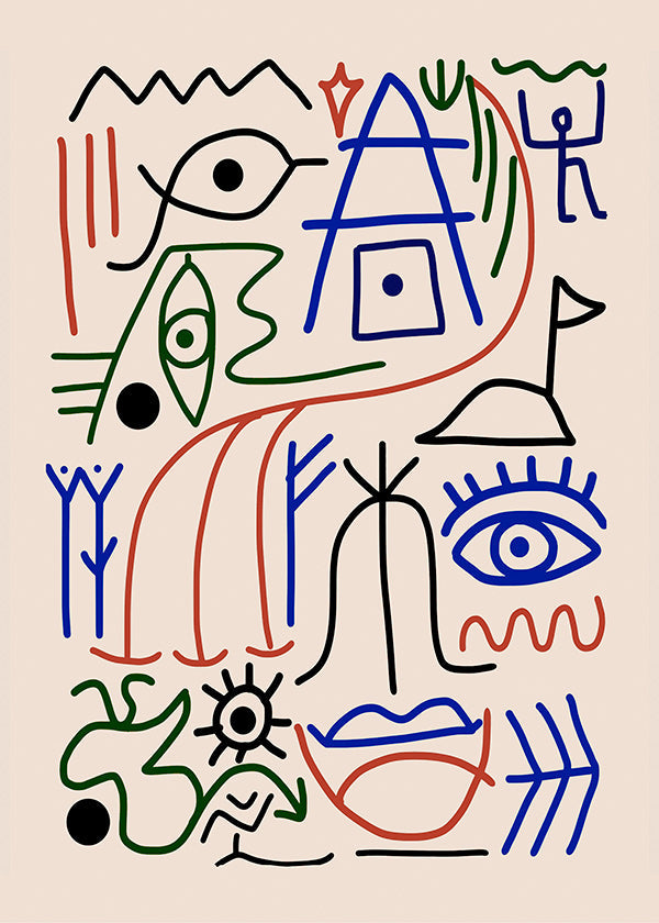 Flerfarvet linje-symboler illustration