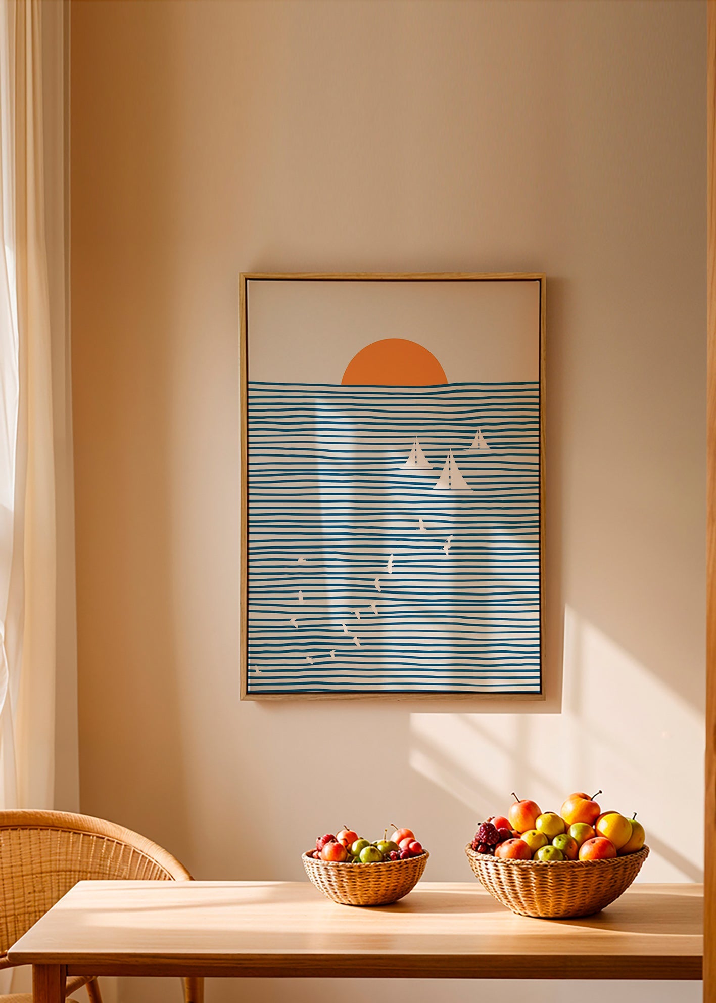 Landskabstavle med minimalistiske sejl – Canvas1