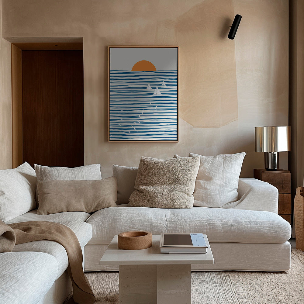 Landskabstavle med minimalistiske sejl – Canvas2