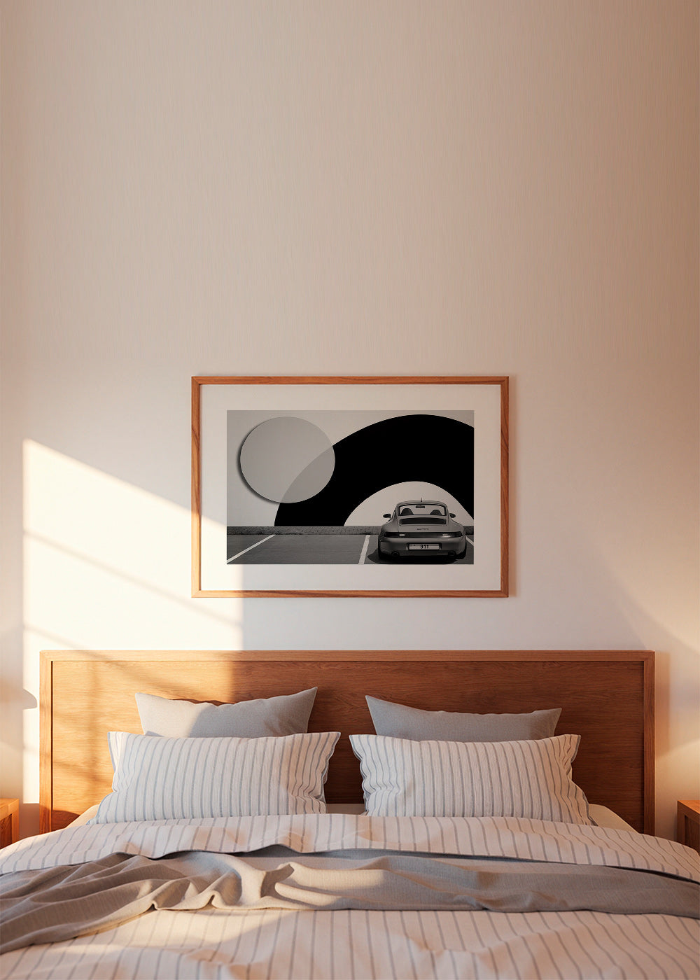 Fotografi Porsche 911 med geometrisk mural – Product1