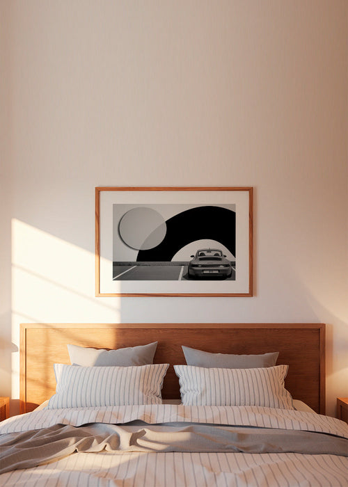 Fotografi Porsche 911 med geometrisk mural – Product1