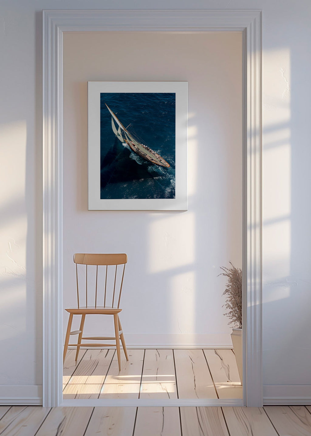 Fotografi af klassisk sejlbåd i kapsejlads – Canvas
