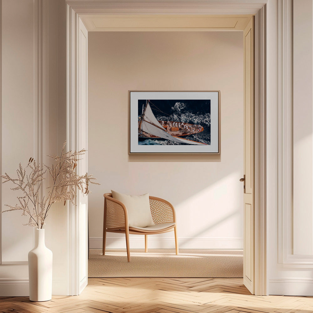 Luftfotografi af sejlbåd på åbent hav – Canvas1
