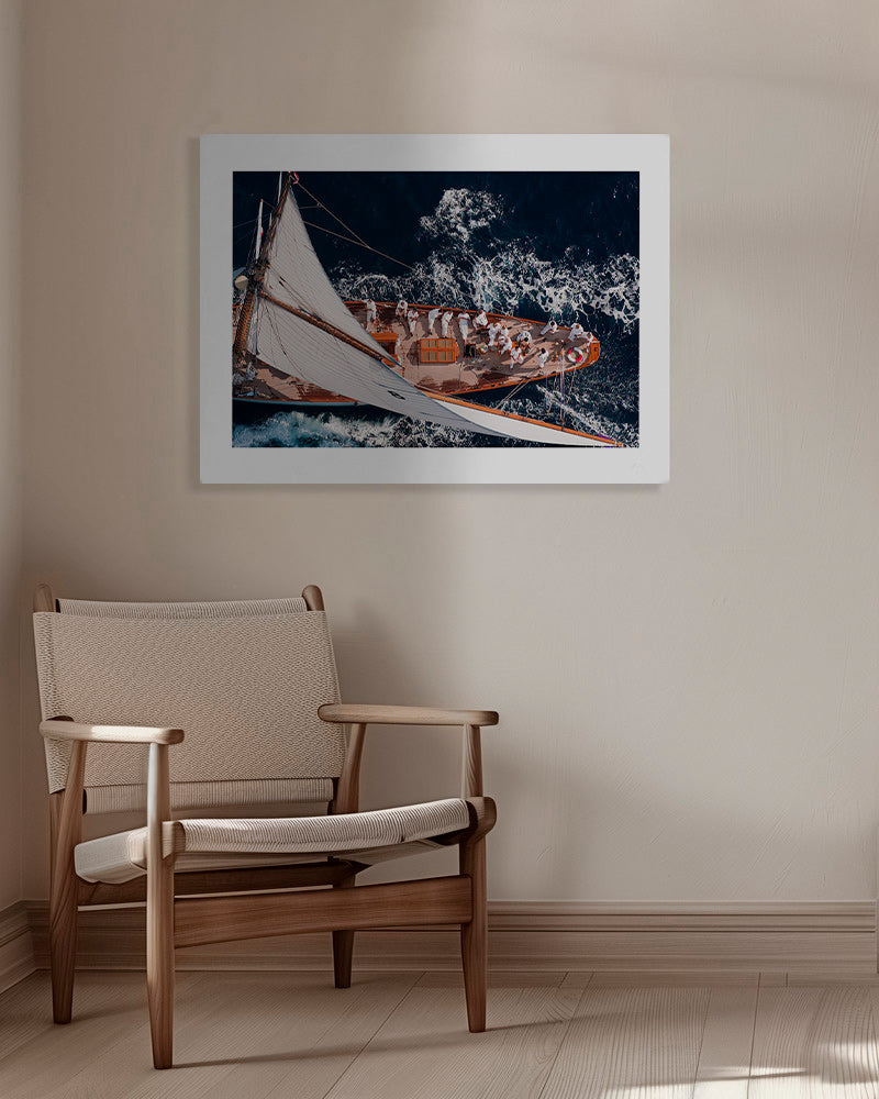 Luftfotografi af sejlbåd på åbent hav – Canvas