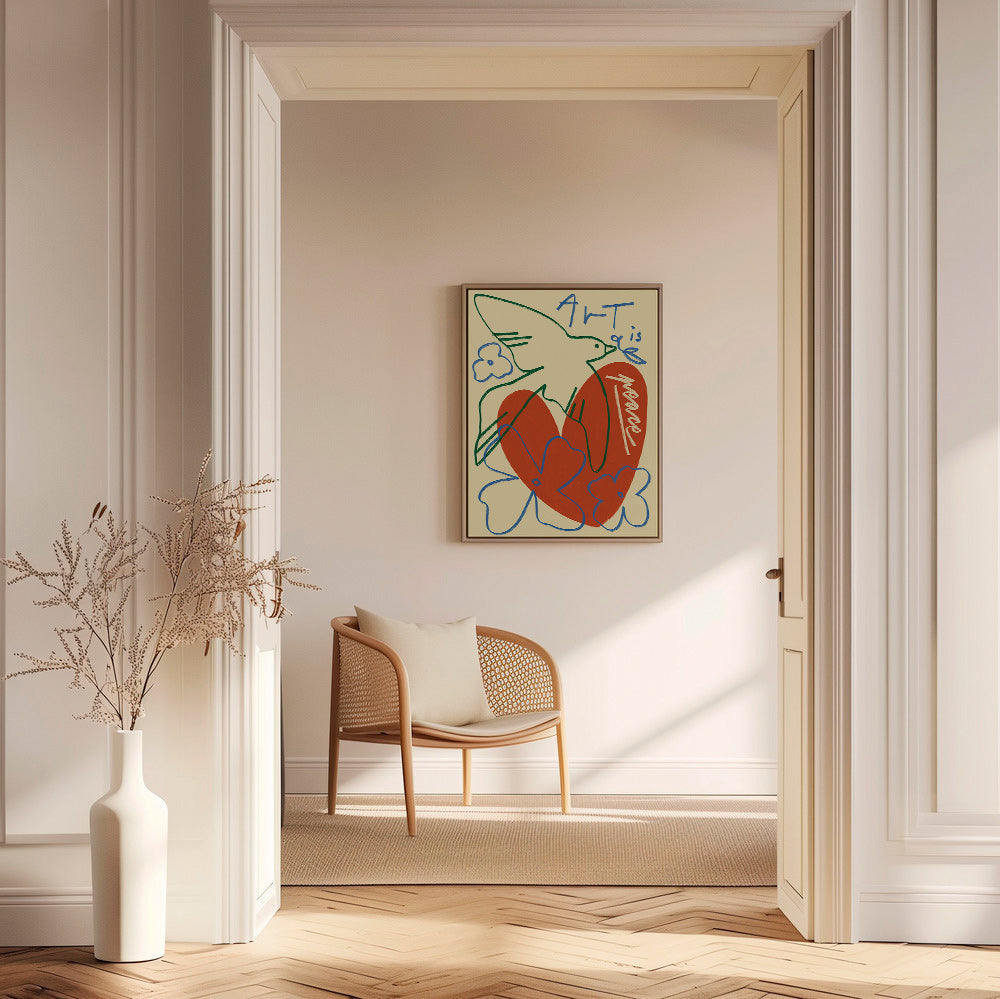 Illustration due og hjerte løse strøg – Canvas1