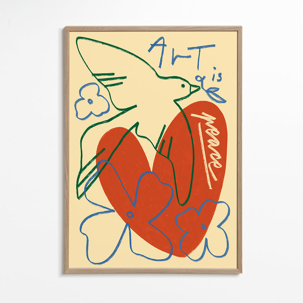 Illustration due og hjerte løse strøg – Oak Frame