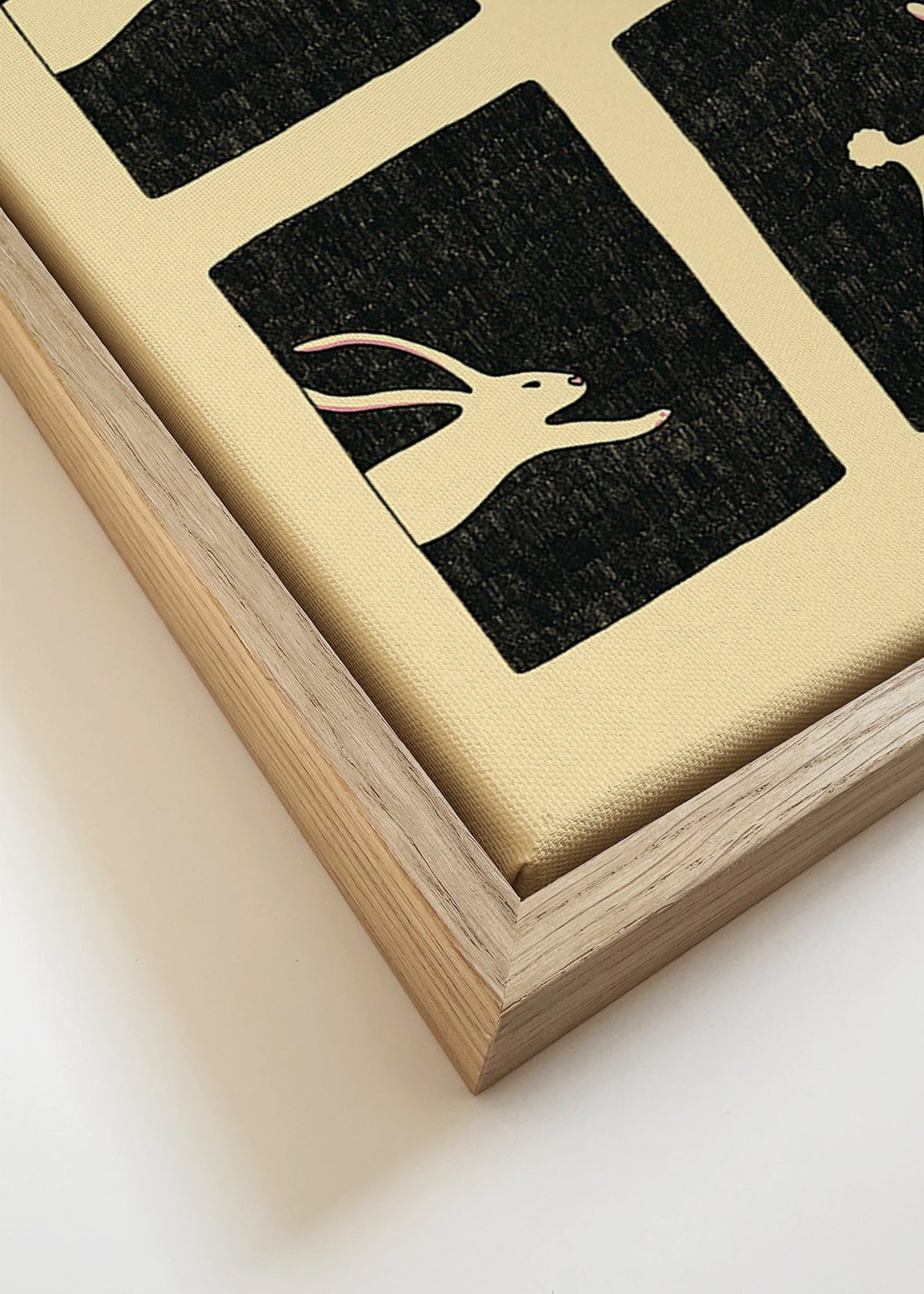 Plakat med kaniner i paneler – Canvas detail