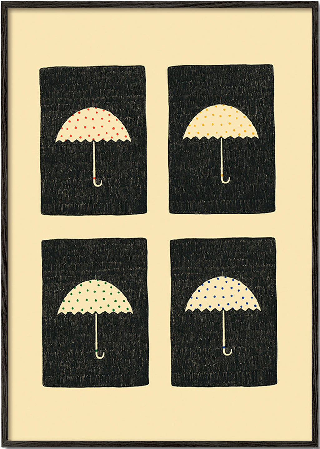 Illustration af gentagne paraplyer – Black Frame