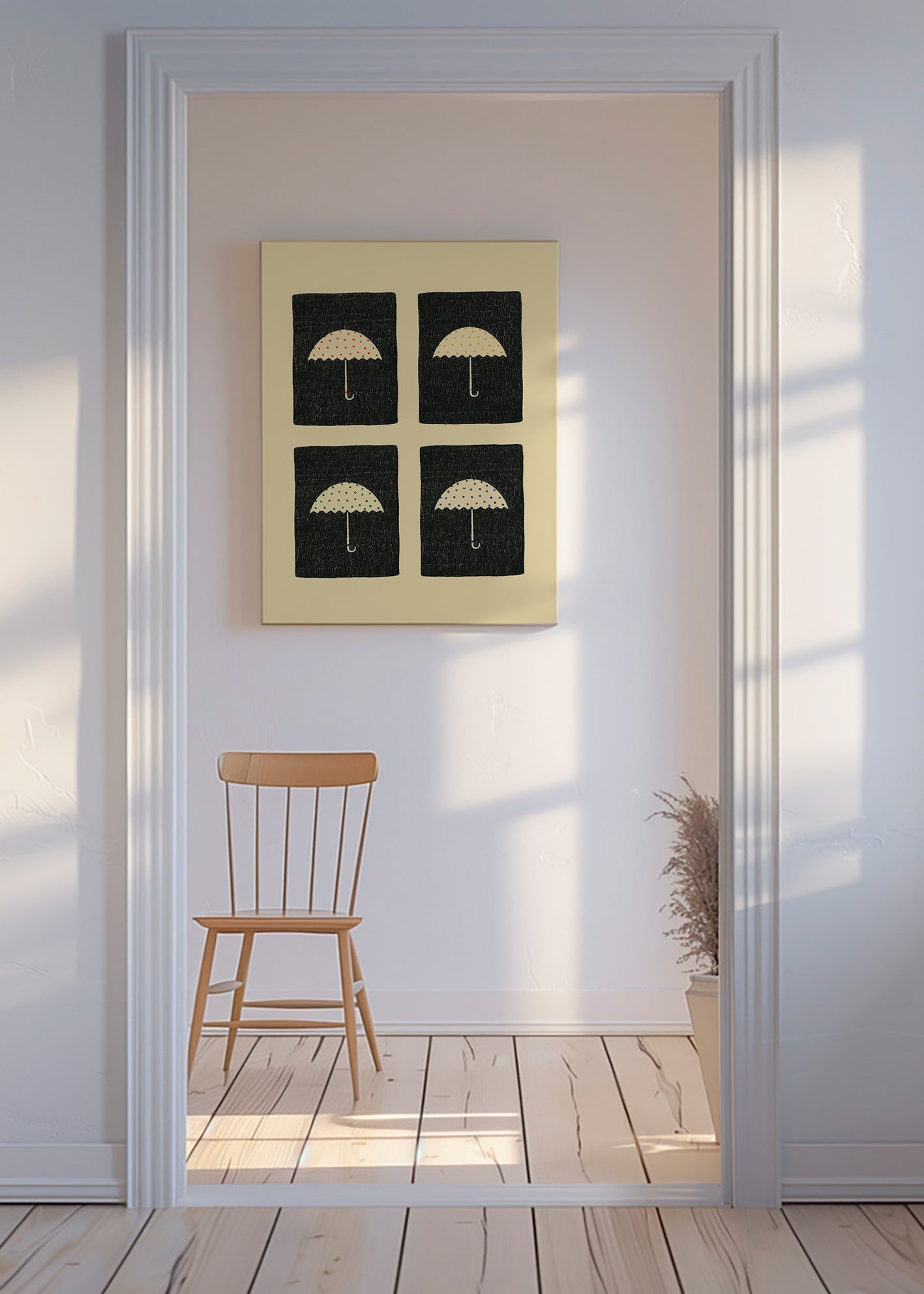 Illustration af gentagne paraplyer – Canvas