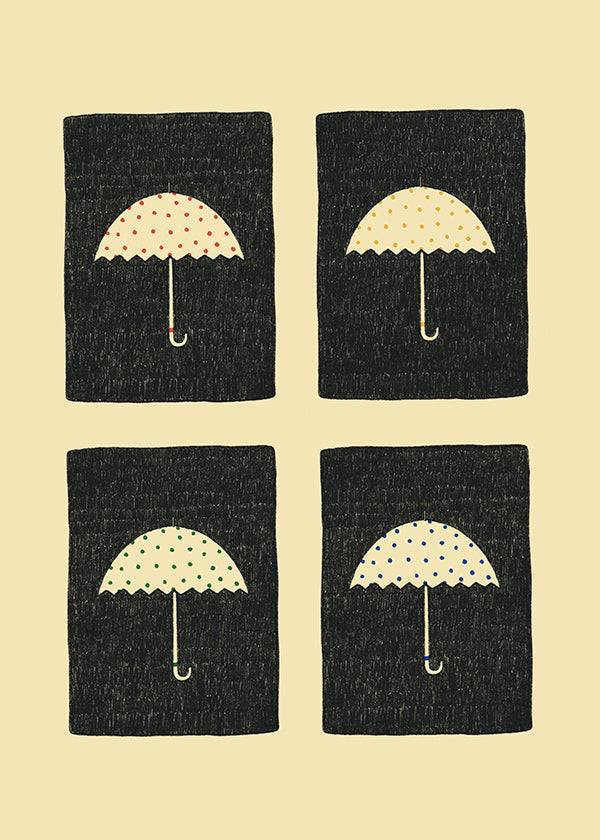 Illustration af gentagne paraplyer