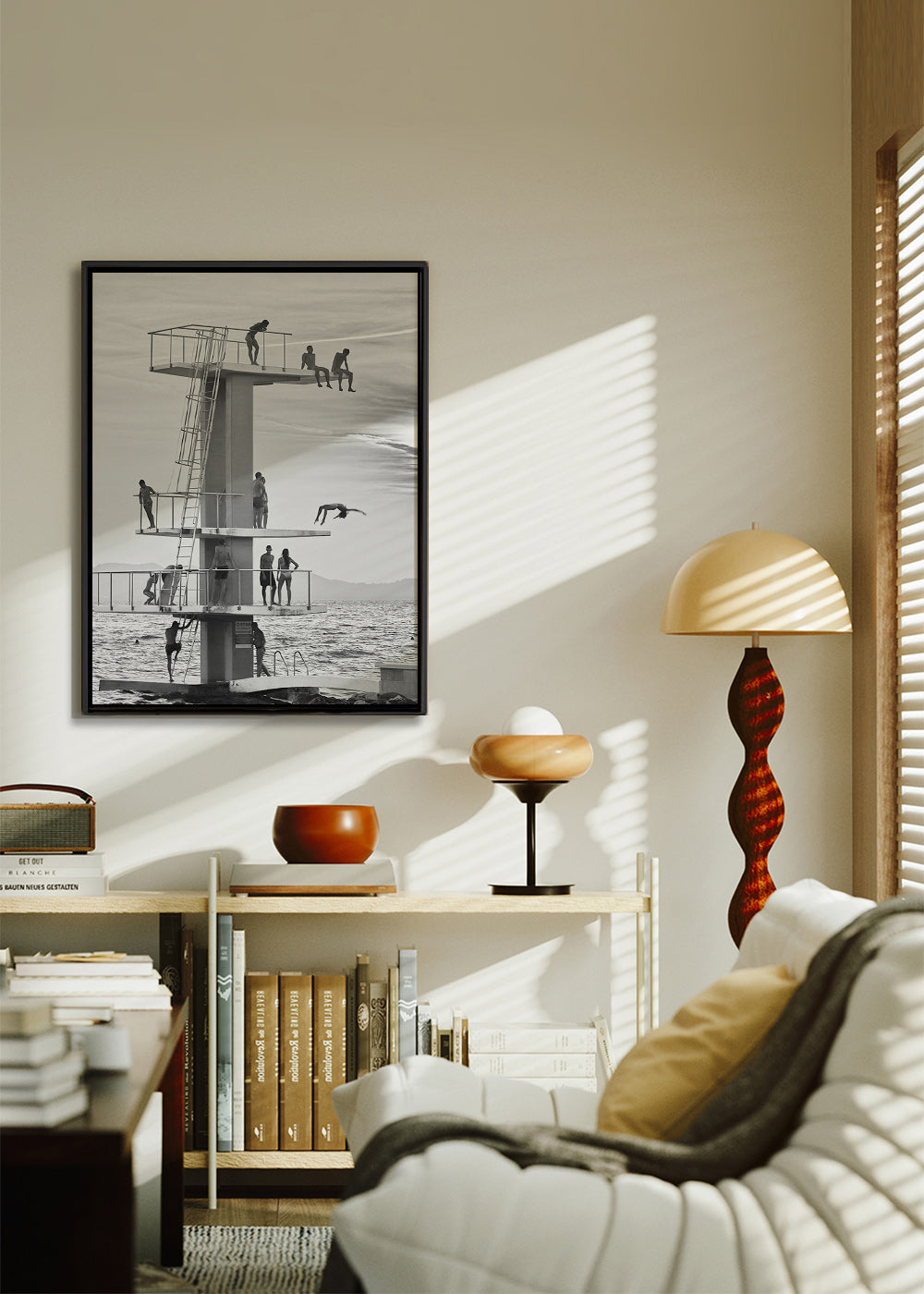Fotografi af hoppeplatform ved kysten – Canvas1