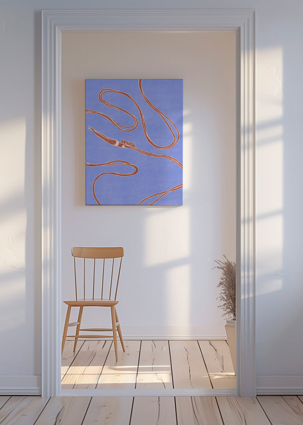 Illustration: svømmer med flydende bånd – Canvas