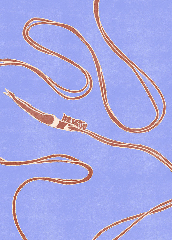 Illustration: svømmer med flydende bånd