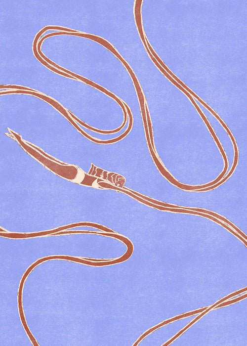 Illustration: svømmer med flydende bånd