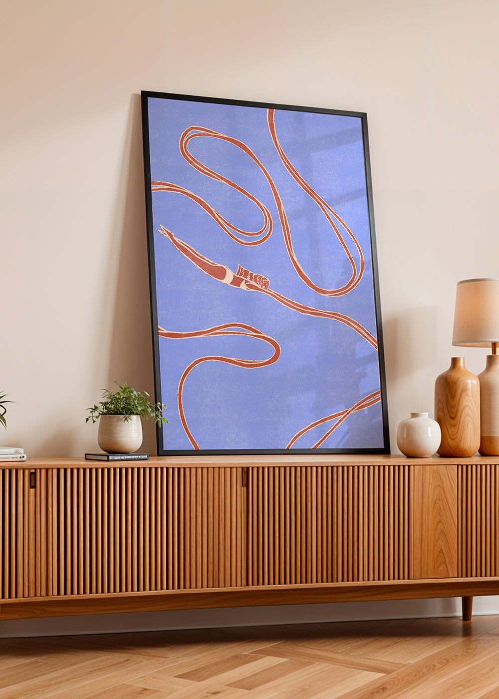 Illustration: svømmer med flydende bånd – Product2