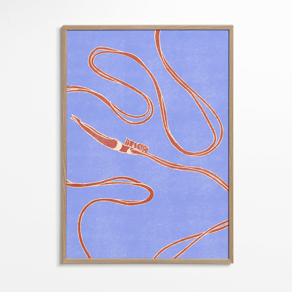 Illustration: svømmer med flydende bånd – Oak Frame