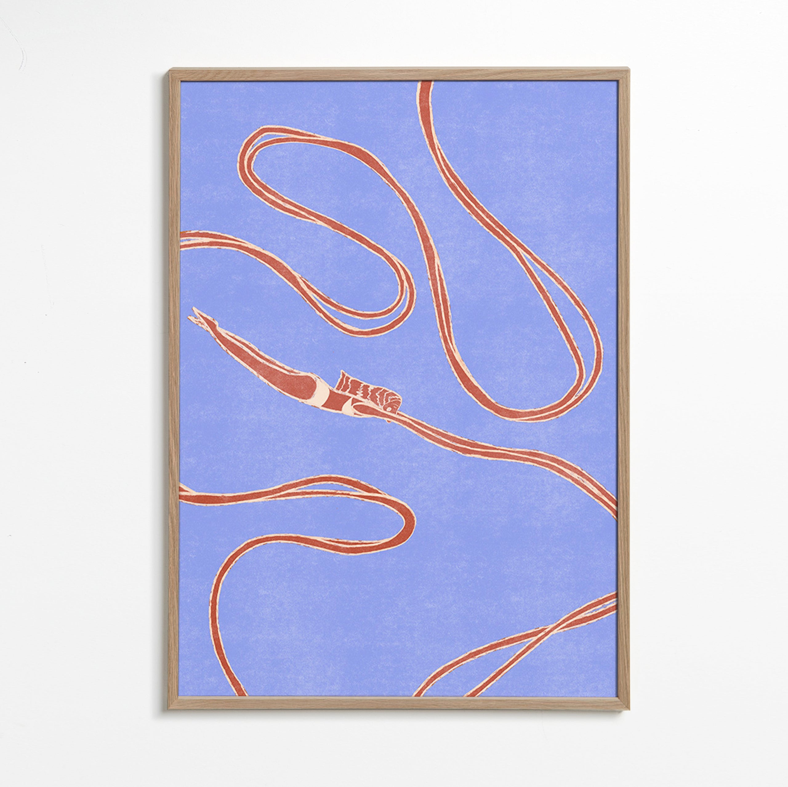 Illustration: svømmer med flydende bånd – Oak Frame