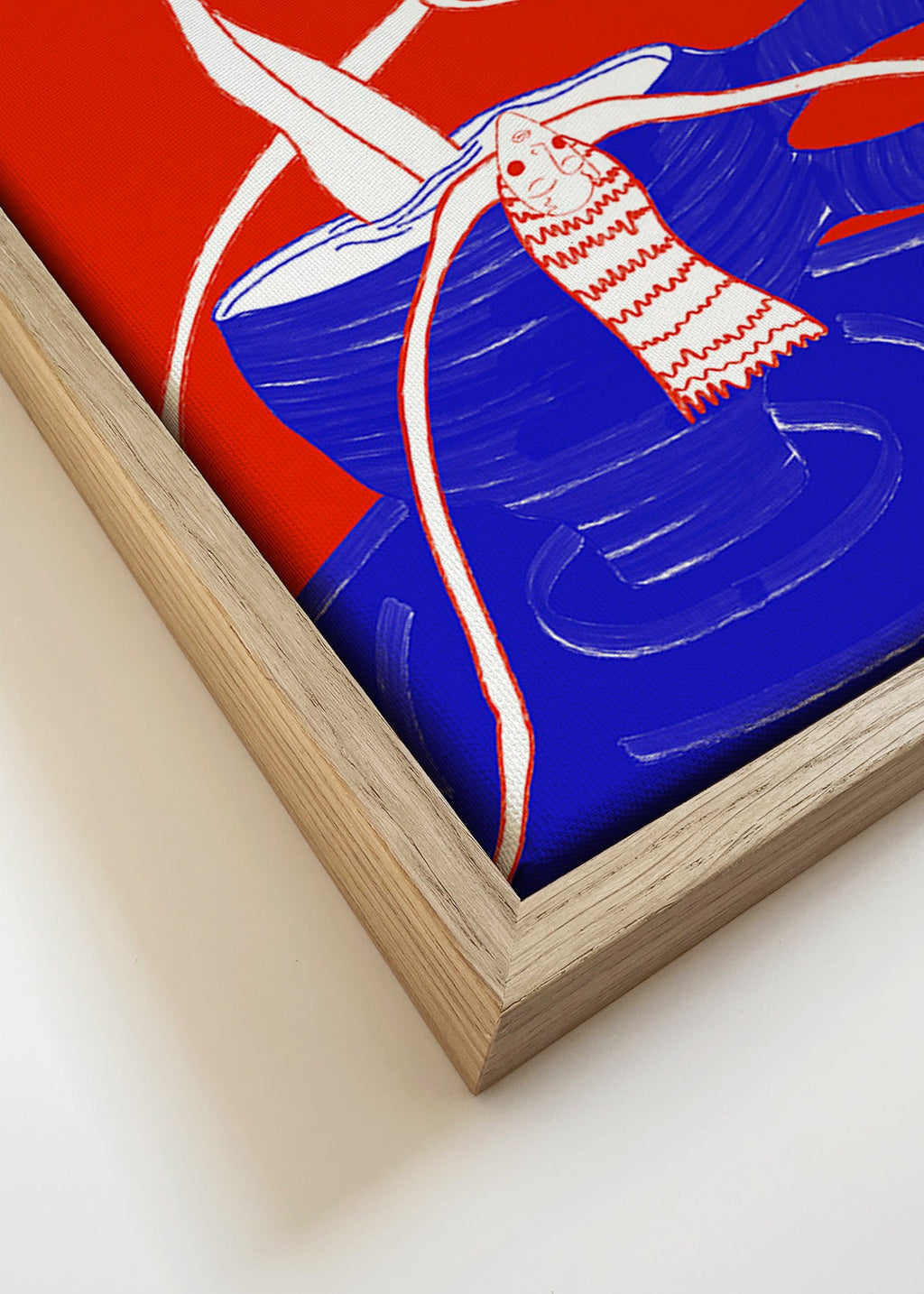 Køkkenkunst: blå kop med legende figur – Canvas detail