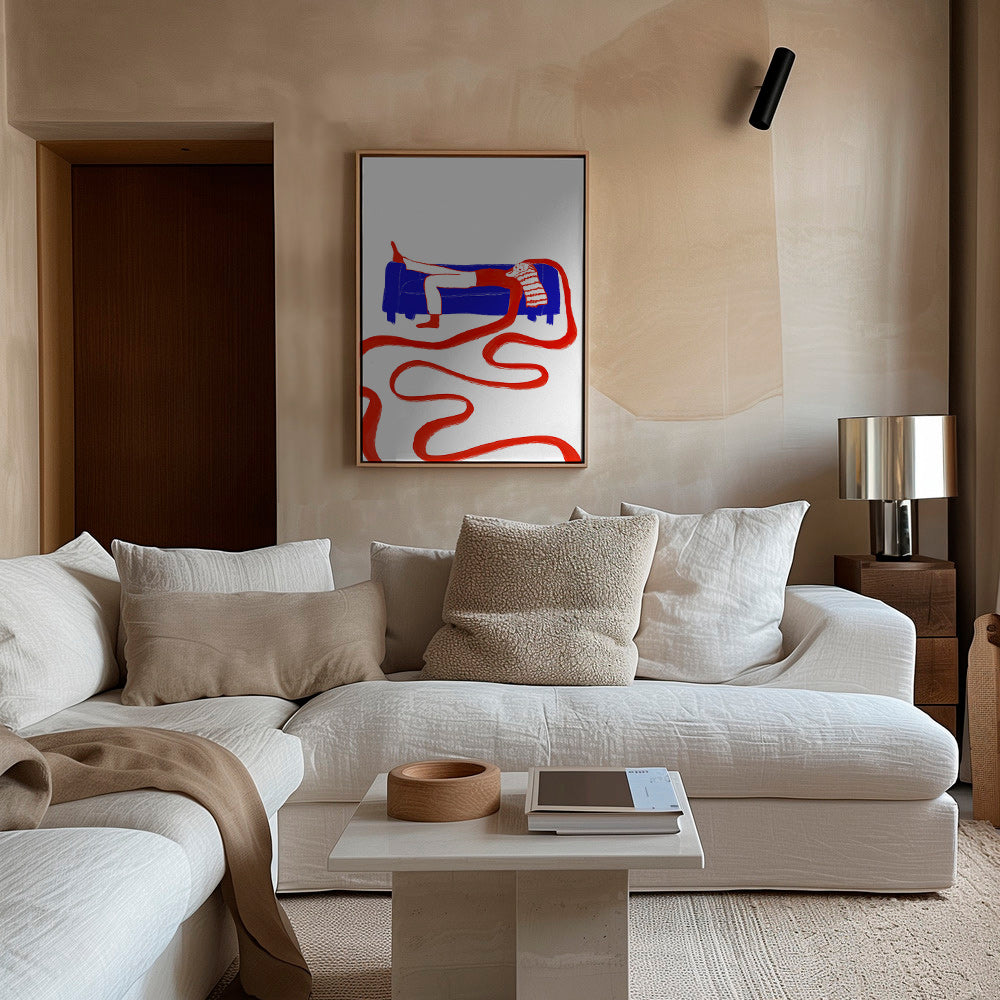 Illustration af hvilende figur på sofa – Canvas1