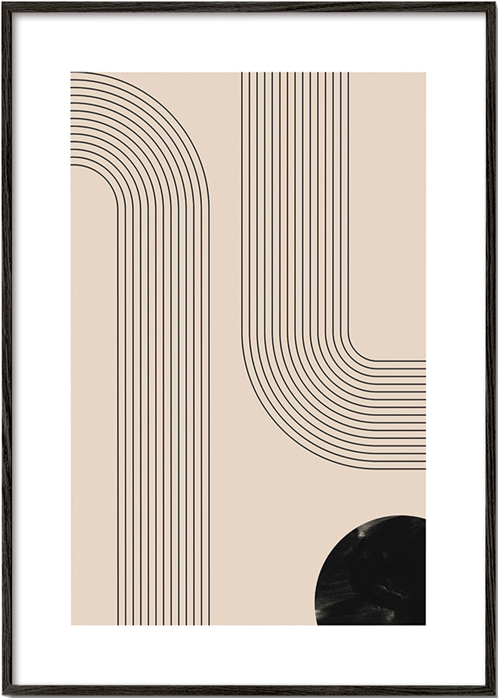 Minimalistisk plakat med buede linjer – Black Frame