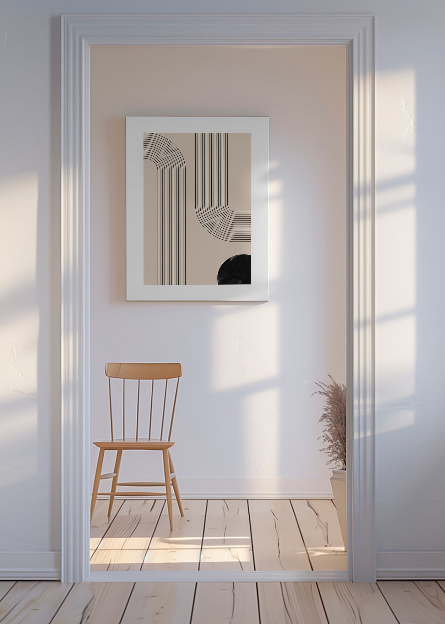 Minimalistisk plakat med buede linjer – Canvas
