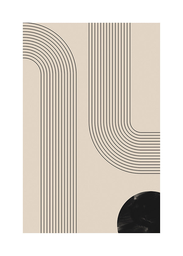 Minimalistisk plakat med buede linjer