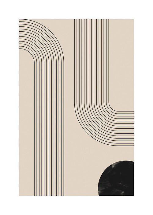 Minimalistisk plakat med buede linjer