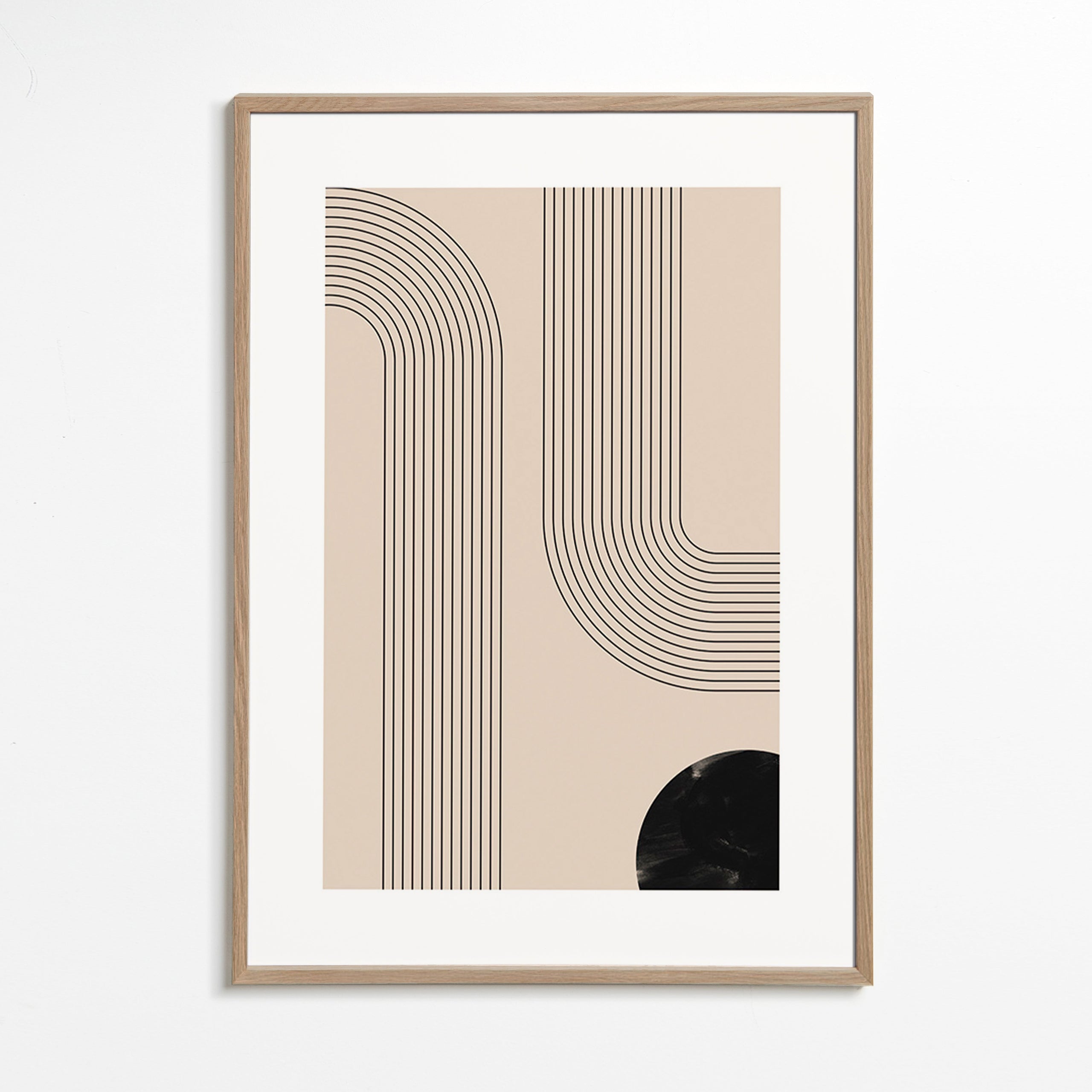 Minimalistisk plakat med buede linjer – Oak Frame
