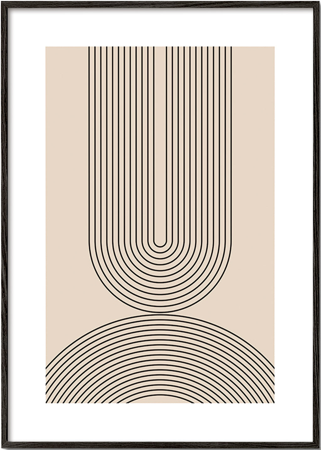 Minimalistisk plakat med bueformede linjer beige – Black Frame