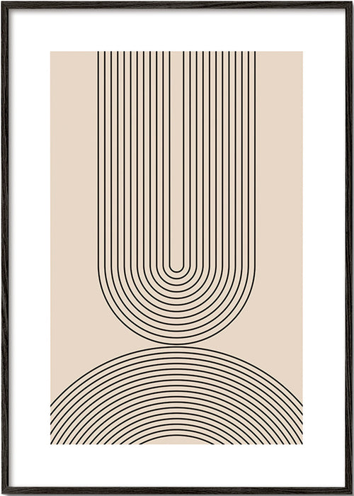 Minimalistisk plakat med bueformede linjer beige – Black Frame