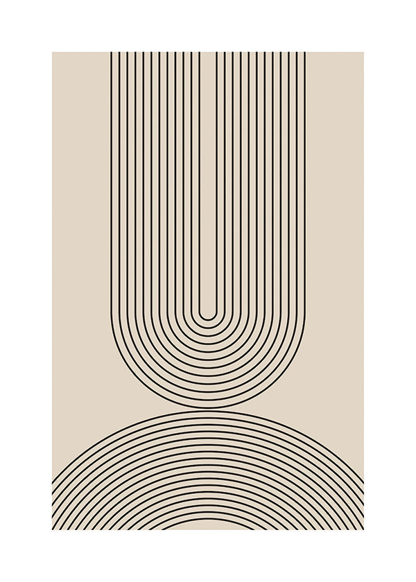 Minimalistisk plakat med bueformede linjer beige