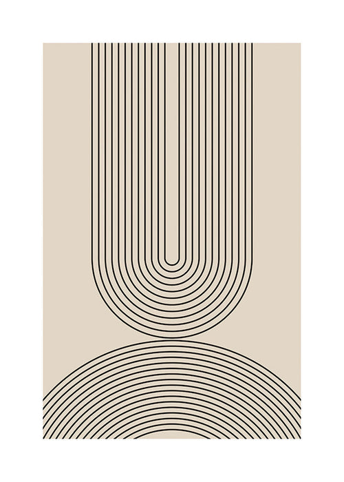 Minimalistisk plakat med bueformede linjer beige