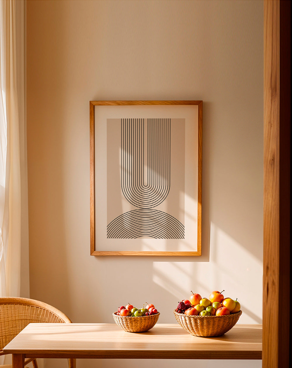 Minimalistisk plakat med bueformede linjer beige – Product1