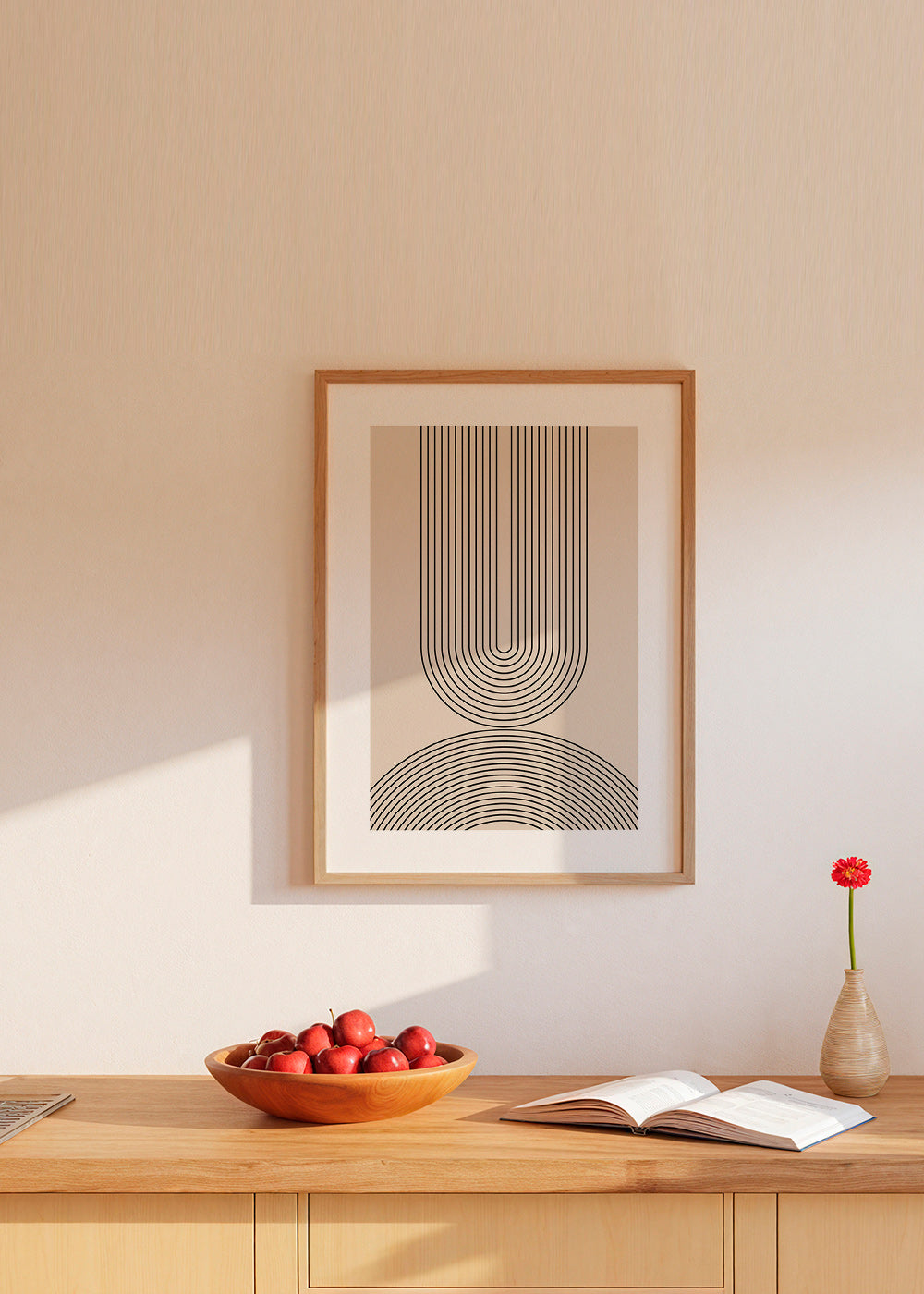 Minimalistisk plakat med bueformede linjer beige – Product2