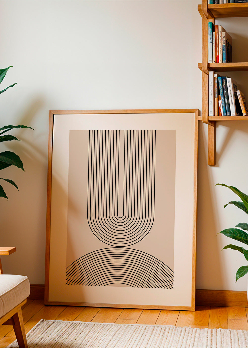 Minimalistisk plakat med bueformede linjer beige – Product3